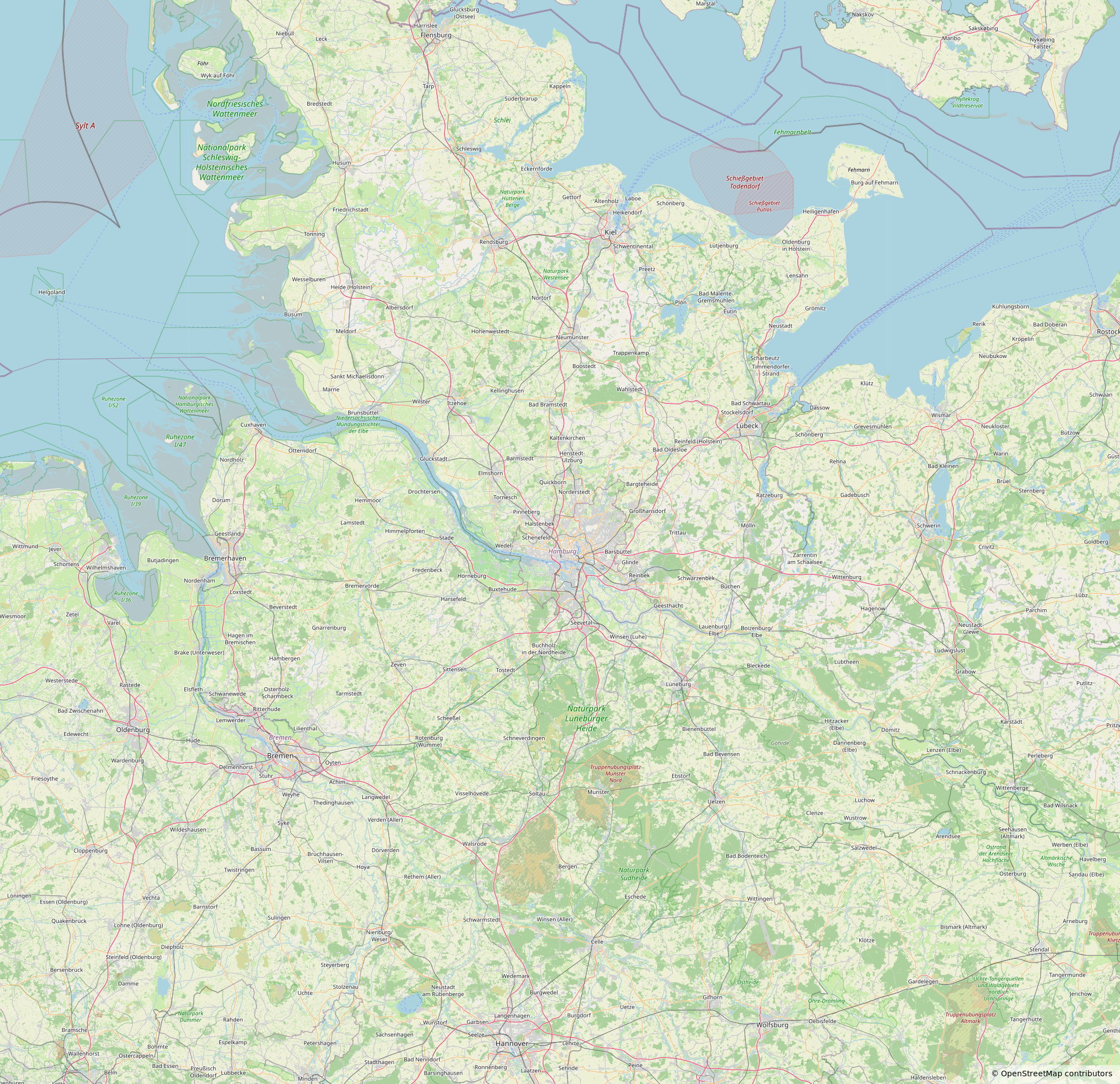 Einzugsgebiet Raum Hamburg